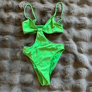 LA Hearts Green Riviera Terry One Piece Swimsuit